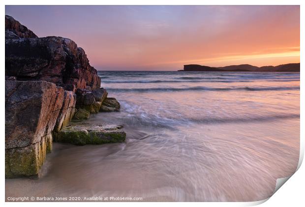 Oldshoremore Beach at Sunset Scotland Print by Barbara Jones