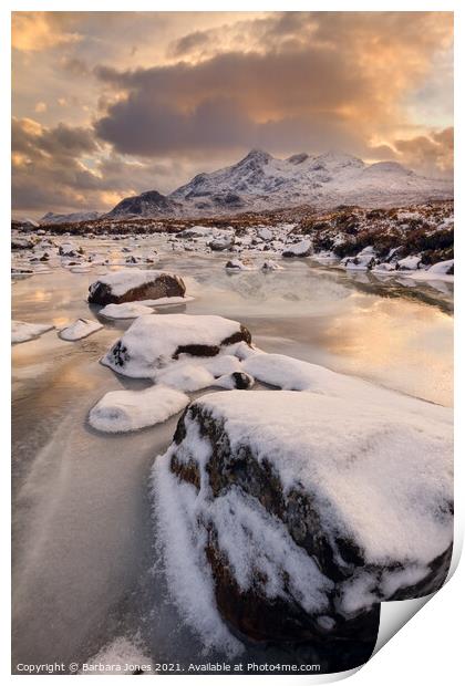 Sligachan in Winter Isle of Skye Scotland Print by Barbara Jones