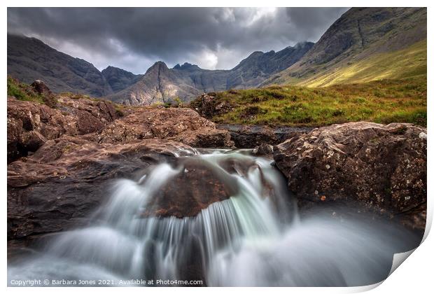 Fairy Pools Cascade Isle of Skye Scotland Print by Barbara Jones