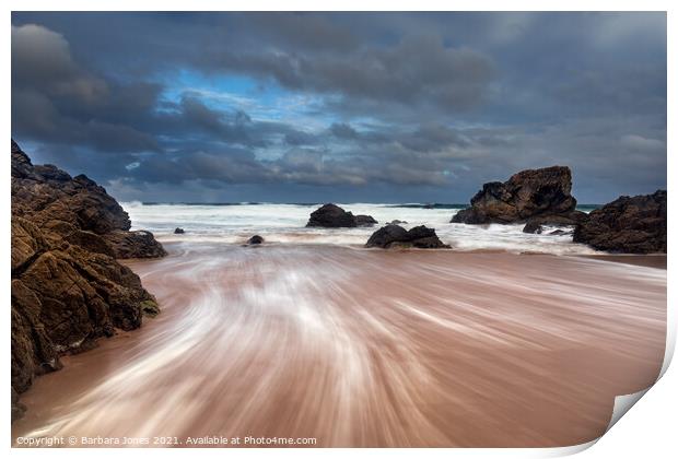 Serene Tidal Symphony at Sango Sands. Print by Barbara Jones