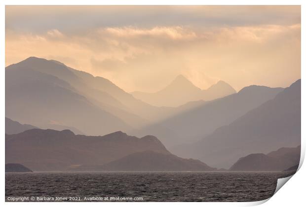 Majestic Sunrise over the Rough Bounds Print by Barbara Jones