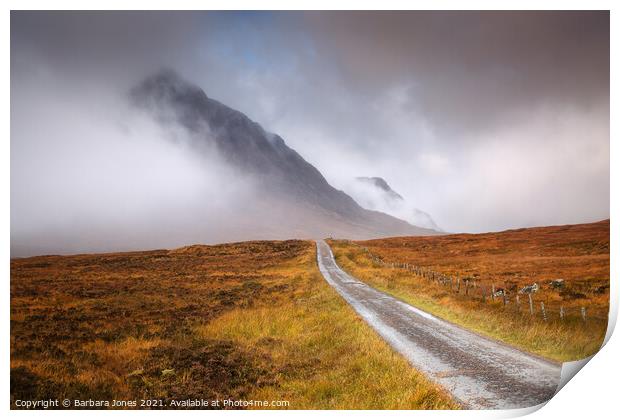 Road to the Mountains Glen Coe Scotland Print by Barbara Jones