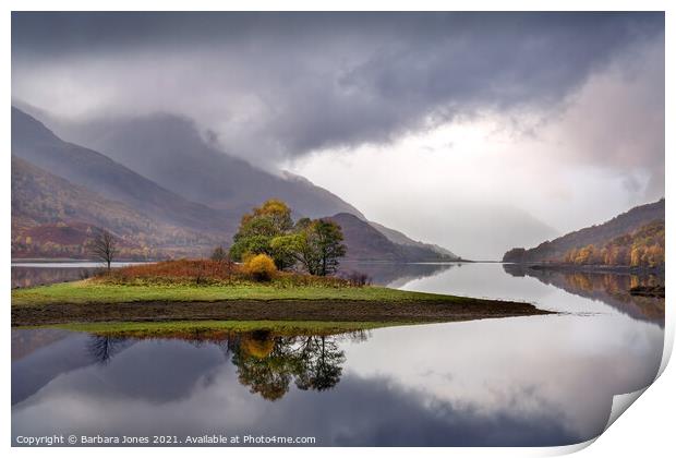 Tranquil Reflections of Loch Leven Print by Barbara Jones