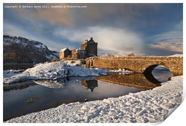 Eilean Donan Castle in Winter Loch Duich Scotland Print by Barbara Jones
