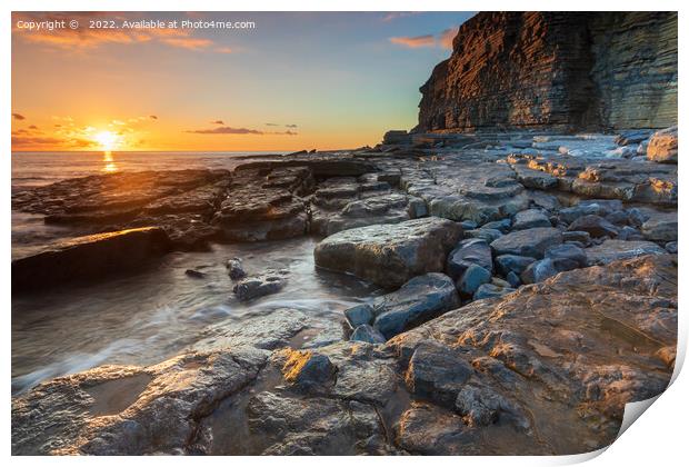 Sunset at Ogmore by sea in South Wales UK Print by Richard O'Donoghue