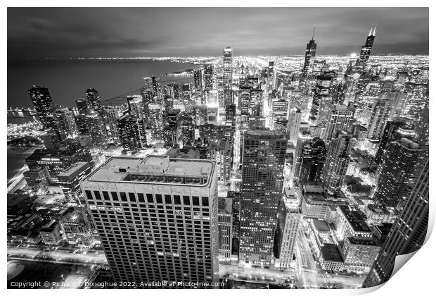 Chicago Monochromatic Downtown Print by Richard O'Donoghue