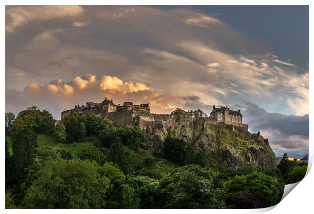 Edinburgh Castle Golden Hour Print by Steven Lennie