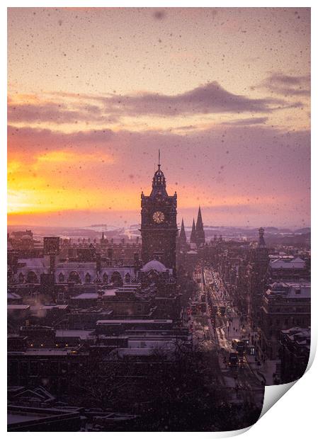 Princes Street Blizzard Print by Steven Lennie