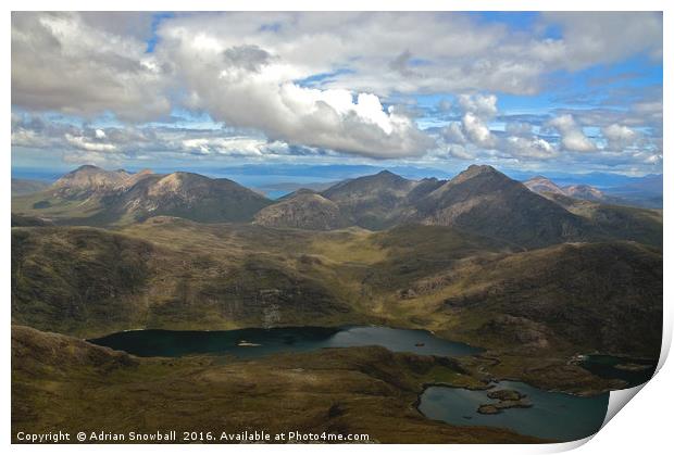Red Cuillin and Blaven, Skye Print by Adrian Snowball