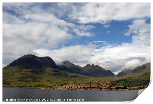 Beinn Alligin, Beinn Eighe and Liathach Print by Adrian Snowball