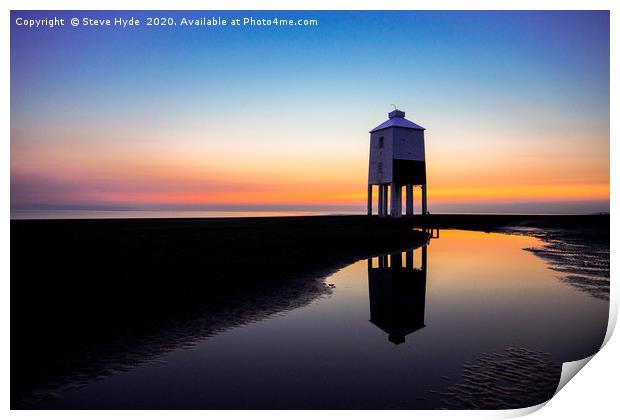 Burnham Lighthouse at sunset Print by Steve Hyde