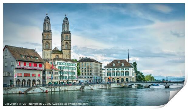 Zurich and the Limmat Print by Viv Thompson