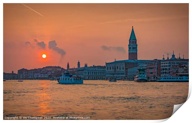 Sunset over The Grand Canal Print by Viv Thompson