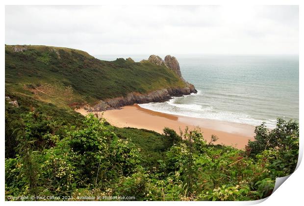 Tor bay on the Gower. peninsular Print by Paul Clifton