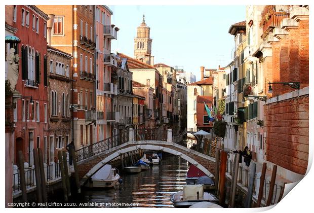 Beautiful canal scene in Venice Print by Paul Clifton