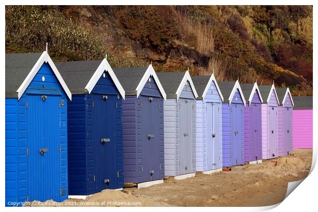 Bournemouth beach huts in harmony. Print by Paul Clifton