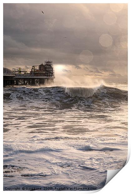 Brighton Pier on Stormy day Print by Gary Lane