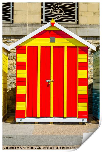 Red and yellow house on the beach, colorful door t Print by Q77 photo