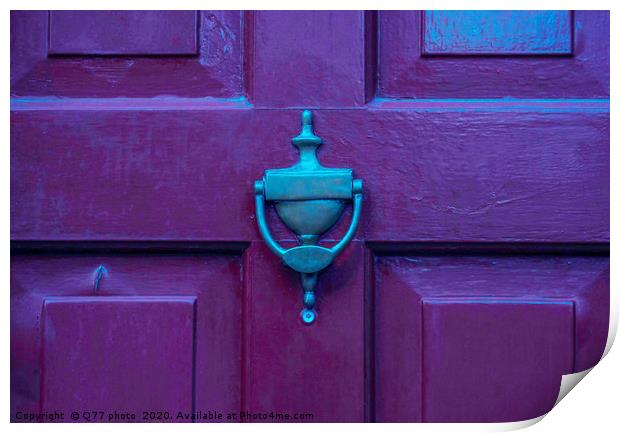 Door with brass knocker in the shape of a hand, be Print by Q77 photo