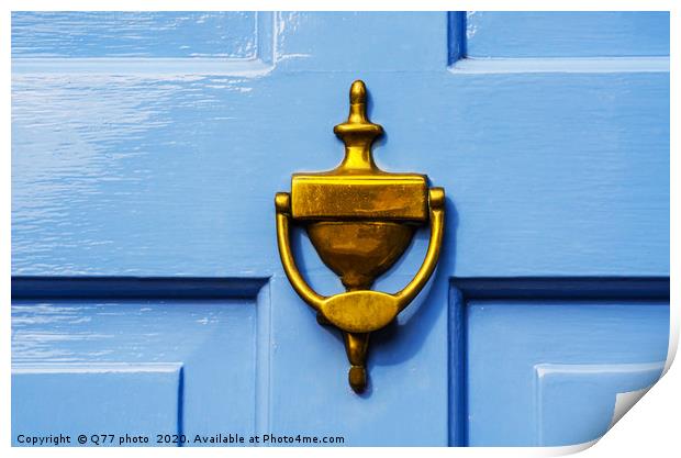 Door with brass knocker in the shape of a hand, be Print by Q77 photo