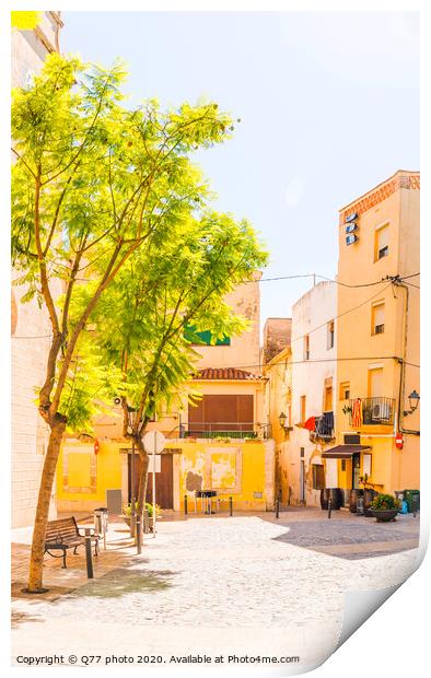 beautiful, picturesque street, narrow road, colorful facades of buildings, Spanish architecture Print by Q77 photo