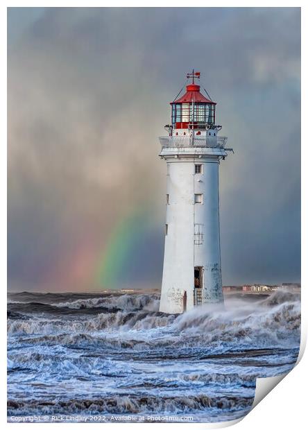 Storm At Perch Rock Lighthouse Print by Rick Lindley