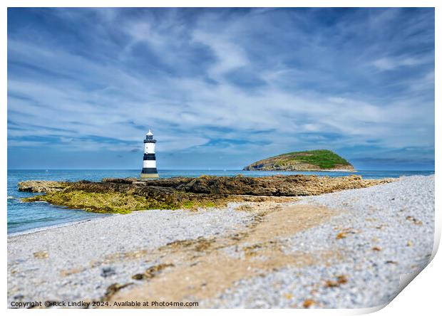 Penmon Lighthouse Anglesey Print by Rick Lindley