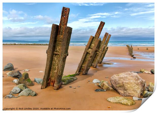 Groyne Penmaenmawr Beach Print by Rick Lindley