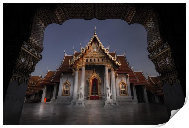 Marble Temple, Bangkok Thailand Print by Rowan Edmonds