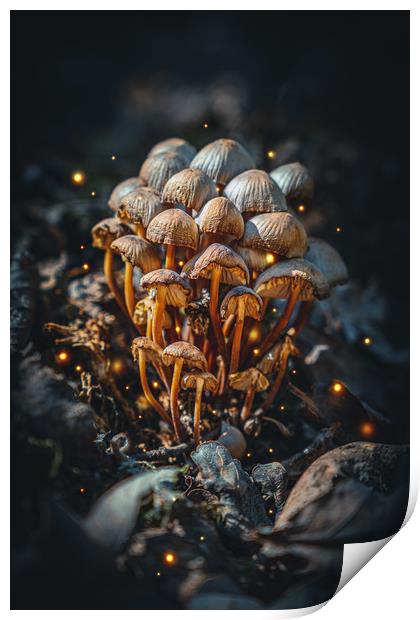 Wild Magic Mushrooms in the Fantasy Forest Print by Ioan Decean