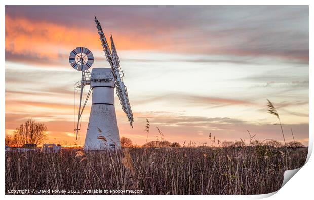Sunset at Thurne Mill Norfolk  Print by David Powley