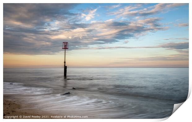 Evening light on the beach at Caister-on-Sea Print by David Powley