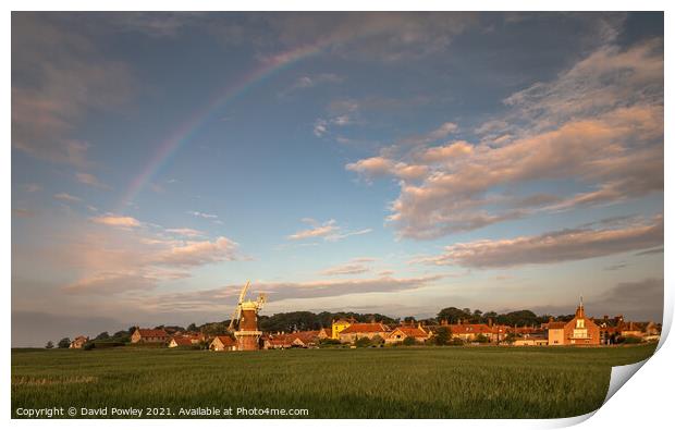 Rainbow Over Cley Mill  Print by David Powley