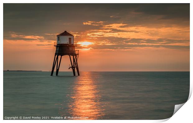 Sunrise Over Dovercourt Lighthouse Print by David Powley