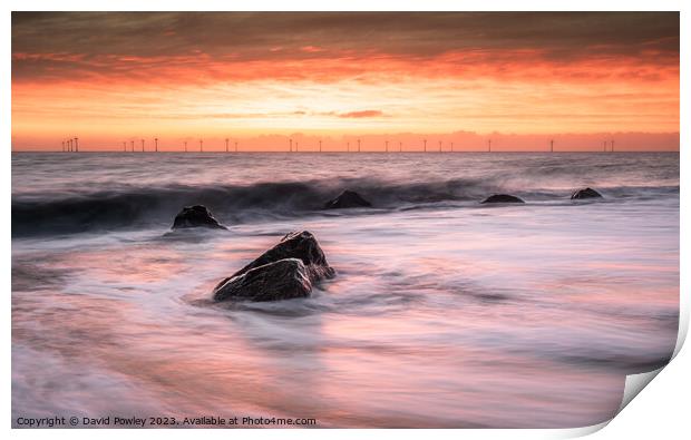 Sunrise Colour on Caister Beach Print by David Powley