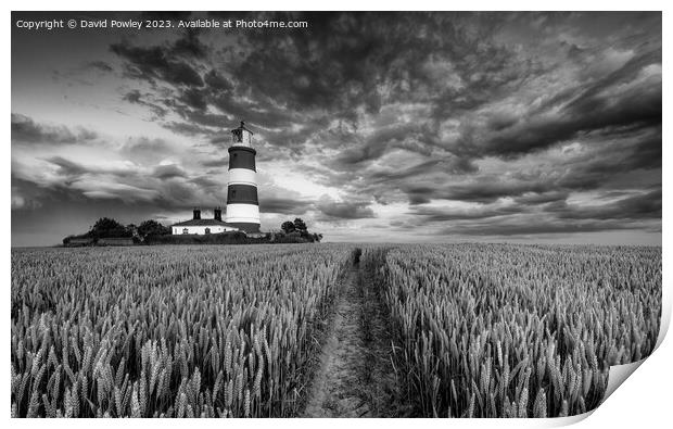 Clouds Over Happisburgh Lighthouse Monochrome Print by David Powley