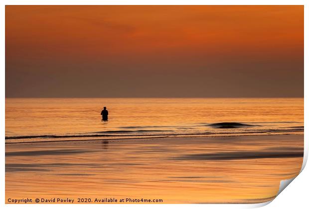 Fishing at Dawn on Sheringham Beach Print by David Powley