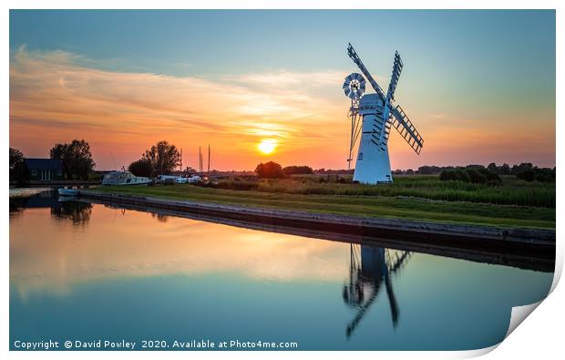 Thurne Mill at Sunset Print by David Powley