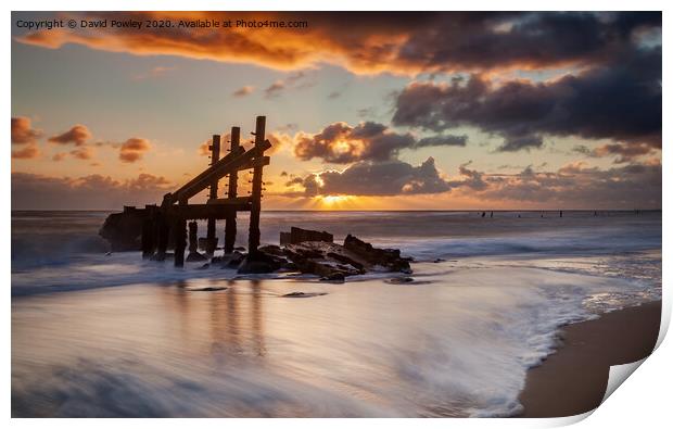 Happisburgh Beach Sunrise Norfolk Print by David Powley