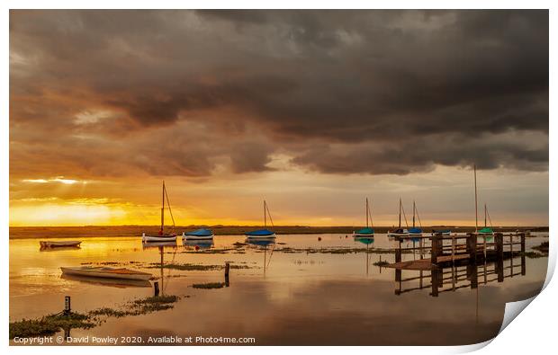 High Tide Sunset at Blakeney Norfolk Print by David Powley