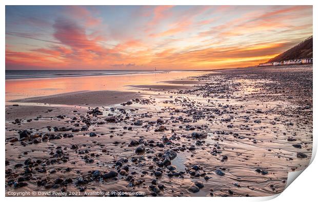 Sunrise Sky Over Cromer Beach Norfolk Print by David Powley
