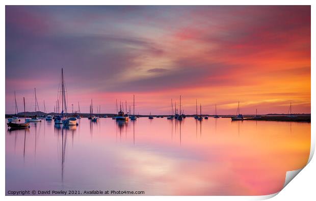 Sunrise Colour over Brancaster Staithe Norfolk Print by David Powley