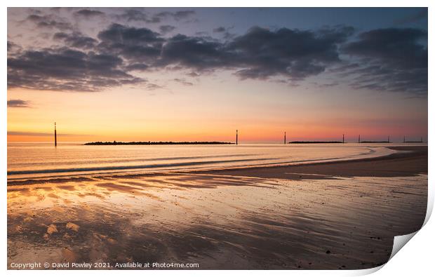 Norfolk Beach Sunrise at Sea Palling Print by David Powley