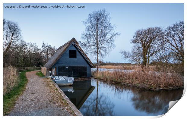 Boathouse At How Hill Norfolk Broads Print by David Powley