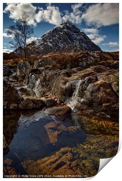Cool Waters at the Buachaille Etive Mor Print by Phillip Dove LRPS