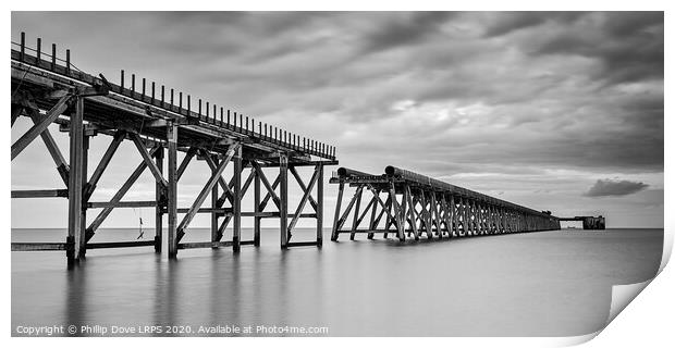 Steetley Pier in Black and White Print by Phillip Dove LRPS