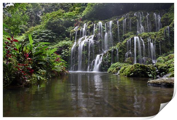 Banyu Wana Amertha Waterfall in Bali Print by Theo Spanellis