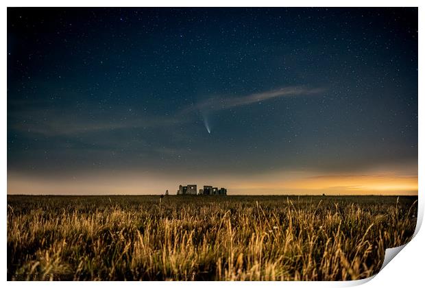 Comet Neowise Stonehenge Print by Steve Lewis