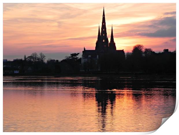                   LICHFIELD CATHEDRAL              Print by Sue HASKER