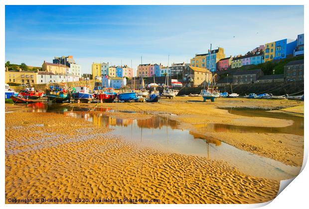 Tide Out At Tenby, Pembrokeshire Print by DHWebb Art